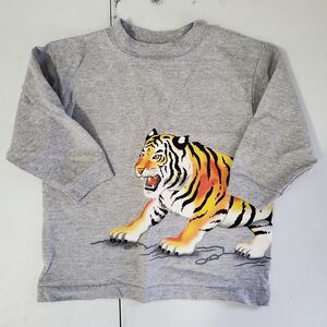 Lee Gray Kids Long Sleeve Shirt with Tiger Print